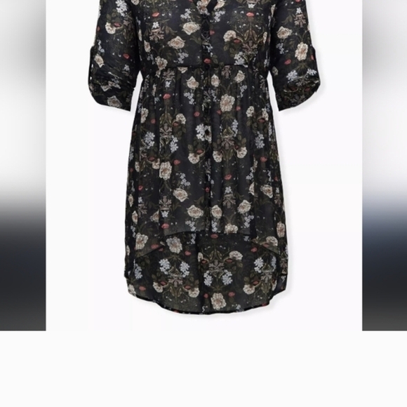 torrid Tops - Torrid Outlander Lexie Floral Chiffon Hi-Lo Babydoll Tunic